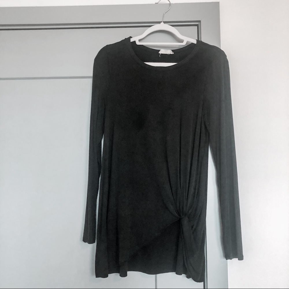 Altard State Dark Gray Twist-Front Long Sleeve Top